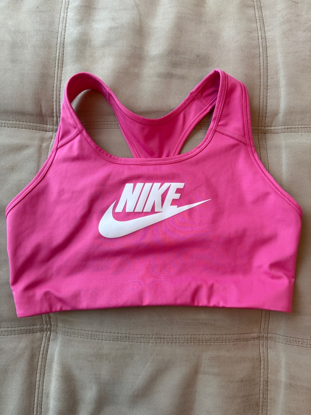 Nike Hot Pink Racerback Sports Bra with White Logo Size Large